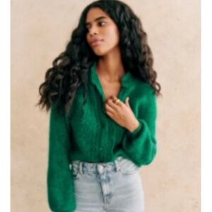 Sezane Angie Cardigan Emerald Green - Size L